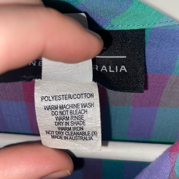 vintage 80s/90s Women’s Lyndal Aus Made bright check short sleeve blouse size 16 - Picture 12 of 12